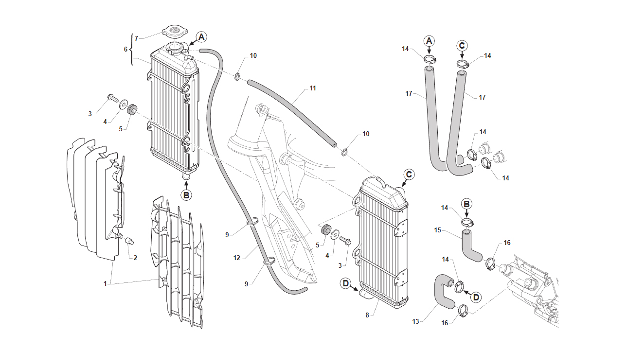 4T 250 FI MX 2016/2017 - FRAME - RADIATOR